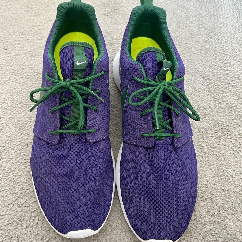 New Mens Custom Nike Green and Purple Athletic Shoes